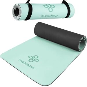 Overmont Yogamatte Rutschfest 8mm Dicke - Gymnastikmatte 183 x 61cm - Fitnessmatte Gepolstert mit Tragegurt TPE - Trainingsmatte für Yoga Gymnastik Fitness Pilates