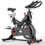 PASYOU S50 Heimtrainer Fahrrad mit Magnetischem Widerstand, Riemenantrieb Fitnessbikes mit 15KG Schwungrad, 4-Fach Verstellbarer Ergometer Hometrainer mit RPM Monitor - 150KG Belastbar