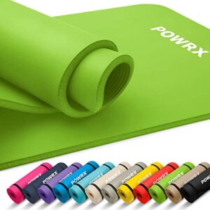 POWRX Gymnastikmatte I Yoga-Matte (Grün, 190 x 60 x 1,5 cm) inkl. Trageband + Tasche + GRATIS Übungsposter I Hautfreundliche Sportmatte Fitnessmatte rutschfest Phthalatfrei 190 x 60, 80 oder 100 x 1.5 cm I versch. Farben Turnmatte für Zuhause