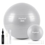 PhysKcal 55cm Grey Dicker Gymnastikball und 23 cm Pilatesball Set, Anti Burst Gymnastikball, Anti-Rutsch-Sitzball, Balanceball, Yogaball für Zuhause, Fitnessstudio und Büro