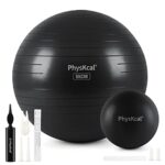 PhysKcal 55cm Black Dicker Gymnastikball und 23 cm Pilatesball Set, Anti Burst Gymnastikball, Anti-Rutsch-Sitzball, Balanceball, Yogaball für Zuhause, Fitnessstudio und Büro