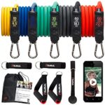 Red Rab Resistance Bands - Fitnessbänder Set für Zuhause - Trainingsbänder mit Griff - Widerstandsbänder Krafttraining, Calisthenics, Pilates Zubehör - Expander Fitness Bänder Home Gym Equipment