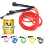 SPORTIVONETIC® Premium Springseil für Erwachsene, Damen & Herren für Fitness, Crossfit, Sport, Boxen und Freizeit - Verstellbare Größe - mit Einstellklammer - Speed Rope, Jump Rope (Rot)