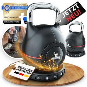 SPORTSCHMIEDE Kettlebell Set – Verstellbare Hanteln für Heimtraining und Fitness Kettlebell in 2kg, 5kg, 8kg, 11kg, 14kg, 17kg und 20kg Kugelhantel Gewicht – JETZT NEU!