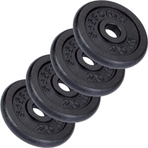 ScSPORTS® Hantelscheiben - Set, 2/4/5/10/15/20 kg, Ø 30/31 mm, Gusseisen - Gewichtsscheiben, Hantelscheiben-Set, Hantelgewichte, Fitness Scheiben, Gussscheiben, Gewichte (10 KG (4 x 2.5 kg))