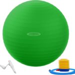 Signature Fitness Gymnastikball, Yoga-Ball, Fitnessball, Geburtsball mit Schnellpumpe, 0,9 kg Kapazität, Grün, 55,9 cm, M