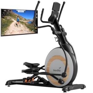 Skandika Crosstrainer Carbon P26-S | Ellipsentrainer für Zuhause, Höhenverstellung, App kompatibel, bis 150 kg, 32 Widerstandsstufen, Doppelschienensystem | Fitnessgerät für Ausdauertraining