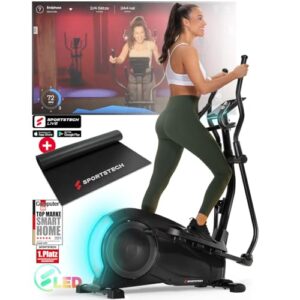 Sportstech CX700 mit innovativer LED Technologie | Deutsche Qualitätsmarke | Profigerät Crosstrainer für Zuhause | Heimtrainer 12 Programme | Ellipsentrainer gelenkschonend mit Magnetbremssystem 24 kg