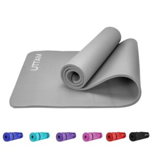 UTTAM Yoga Mat | Multi-Purpose Extra Thick Foam Exercise Mats | Stretching, Resistance Workout & Therapy – Pilates, Home & Gym Equipment Accessory for Men Women Kids (183 x 60cm) (Grey)