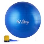 Ulikey Gymnastikball Balance Anti-Burst Ball Fitness Yoga Ball Sitzball von 65CM Maximalbelastbarkeit bis 300kg mit Pumpe Pilates-Ball für Gym Büro