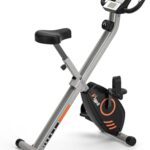 Wenoker Heimtrainer,Hometrainer Fahrrad,Heimtrainer Fahrrad Klappbar mit LCD Display und Handpulssensoren, Ergometer Heimtrainer Klappbar für Anfänger und Senioren Orange