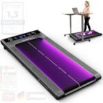 sWalk Walking Pad Laufband mit LED - Deutsche Qualitätsmarke - 1-6 km/h Geschwindigkeit mit interaktivem LCD-Display & App kompatibel - Flexibles Under Desk Schreibtisch Treadmill für Zuhause & Büro