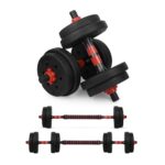 wuuhoo® Kurzhantelset Arni, 2er Set Hantel 27mm, Kurzhantel & Langhantel mit Gewichten 10kg bis 40kg, extra Lange Verbindungsstange - Fitnessgerät aus Kunststoff für Zuhause 10 kg (schwarz)