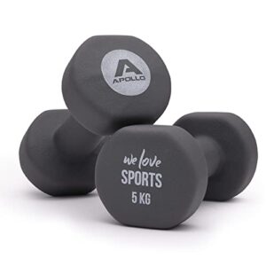 Apollo Hantel Set Kurzhantel | 2 Hanteln | 2x5kg Hantelset | Gewichte für Krafttraining | Kurzhanteln 2er Set | Fitness Hanteln für Frauen & Männer | Dumbbells | Hanteln 5kg | Hantel Gewichte