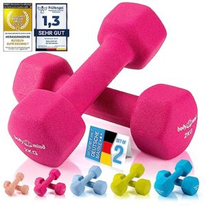 Body & Mind® Hanteln 2er Set Gymnastikhanteln Neopren Dumbbells Kurzhanteln; Effektives Krafttraining mit verschiedenen Gewichten; Fitness Workout für Zuhause