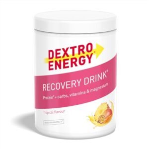 DEXTRO ENERGY RECOVERY DRINK TROPICAL (356g), Elektrolyt Pulver mit Magnesium, Vitamin E, C, B1, B2, B3, B6, B12, Folsäure, Pantothensäure, 3:1 Kohlenhydrat Protein Mix, Muskelregeneration