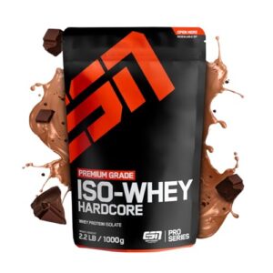 ESN IsoWhey Hardcore Proteinpulver, Chocolate, 1 kg, Bis zu 26 g Protein pro Portion, geprüfte Qualität - made in Germany