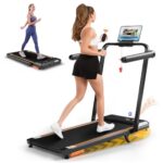 Flamaker Laufband Klappbar für Zuhause mit Armstützen, 2,5PS Elektrisches App-Treadmill bis 12 km/h & Walking Pad, Unter Schreibtisch Lauf mit Bluetooth Lautsprecher, Doppelte Stoßdämpfung, 120 kg