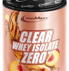 IronMaxx Clear Whey Isolate Zero - Peach IceTea 400g Dose | Klarer Molkenprotein-Isolat ohne Zucker | Laktosefreies Clear Protein | Protein Limonade mit fruchtig-erfrischendem Geschmack