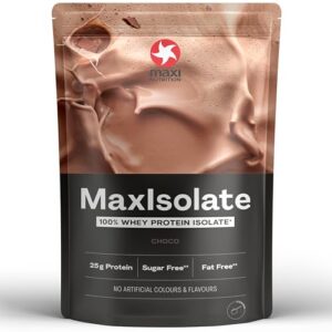 MaxiNutrition 100% Whey Protein Isolate Schokolade, 1 kg - Premium-Molkenproteinisolat-Proteinpulver mit 87% Eiweiß, 33 Shakes à 25g Eiweiß, mit Kakaopulver, ohne künstliche Aromen, viele BCAAs