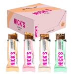 NICKS Protein Riegel Mix, Keto Proteinriegel Low carb Snacks ohne zusatz von Zucker, Glutenfrei | 15g Eiweiß mit Kollagen (9 Eiweißriegel x 50g)