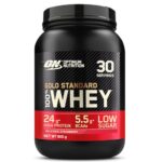 Optimum Nutrition Gold Standard 100% Molkenproteinpulver für Muskelaufbau und -regeneration mit natürlich vorkommendem Glutamin und BCAA-Aminosäuren, Delicious Strawberry, 30 Portionen, 900 g