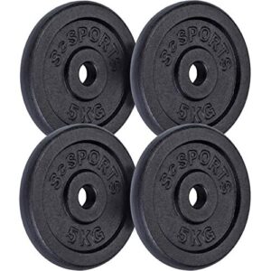 ScSPORTS® Hantelscheiben - Set, 10/20/30/40kg, 30/31mm Bohrung, Gusseisen, Schwarz - Hantelscheiben-Set, Gewichtsscheiben, Hantelgewichte, Fitness Scheiben, Gewichte für Hantel (20 KG (4 x 5 kg))