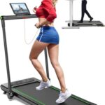 THERUN Laufband Klappbar für Zuhause bis 12km/h, 2 in 1 Walking Pad laufbänder mit Großer Lauffläche und Touchscreen-LED Anzeige, ‎ 2.5PS Leises Schreibtisch-Laufband für Büro (XBD400-1)