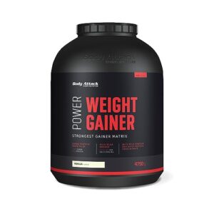 Body Attack Weight Gainer - Vanilla - 4,75 kg - Dein Mass Gainer für Masseaufbau & Muskelaufbau - Mit Whey Protein, BCAA und Kohlenhydraten - Dein fettarmer Masse Shake für hochwertige Kalorien