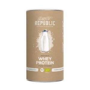 HARVEST REPUBLIC Bio Whey Protein Pulver Natur 400 g | Eiweiß Protein Pulver aus Bio Molke | Molkenproteine für Muskelaufbau | bis zu 20 g Protein pro Portion | Bio Proteinpulver ohne Zusatzstoffe