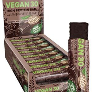 IronMaxx Vegan 30 Proteinriegel - Chocolate Flavour 24 x 35g | Veganer High Protein Eiweißriegel zuckerarm, sojafrei und palmölfrei