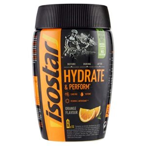 Isostar Hydrate & Perform Iso Drink – 400 g isotonisches Getränkepulver – Elektrolyt Pulver zur Unterstützung der sportlichen Leistungsfähigkeit – Orange