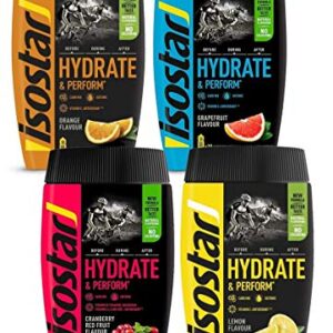 Isostar Hydrate & Perform Iso Drink – Elektrolyt Pulver, Geschmack: Orange, Zitrone, Cranberry & Grapefruit ( 4x400g )