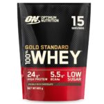 Optimum Nutrition Gold Standard 100% Molkenproteinpulver für Muskelaufbau und -regeneration mit natürlich vorkommendem Glutamin und BCAA-Aminosäuren, Double Rich Chocolate, 15 Portionen, 465 g