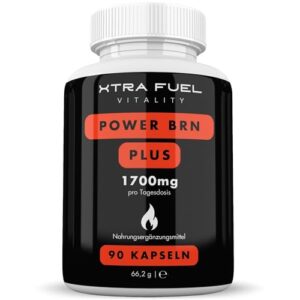 POWER BRN PLUS - Schnelle Formel mit 8-in-1 Rezeptur (hochdosiert) - Apfelessig, Grüntee, Cholin, Zink + weitere - 90 Kapseln mit hoher Bioverfügbarkeit - Premium Cut-Komplex - Vegan & Laborgeprüft