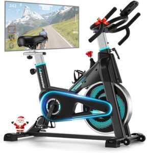 Advamsoler Heimtrainer Fahrrad mit App, Ergometer Hometrainer Fahrrad mit Verstellbarem Widerstand, Leises Spinning Bike Indoor mit LCD-Monitor für Kardio-Training zu Hause, 160 kg Belastbar