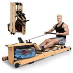 Rudergerät für Zuhause, Aeriflo W100 Rudergerät Wasser aus Bambus, rudergeräte klappbar mit Bluetooth Display & APP, leise & platzsparend, Premium Heimtrainer für Ganzkörpertraining