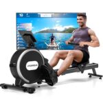 DMASUN Rudergerät für Zuhause, Magnetisches Rudergerät mit Upgrade Doppel-Slide-Rails, APP-Verbindung, 16 Widerstandsstufen, LCD-Datenanzeige, ideal für Cardio-Training, Belastbar bis 160kg