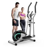 Dripex Crosstrainer für zuhause, Magnetisch Ellipsentrainer, Ultraleiser Crosstrainer mit 8-stufiger Widerstand, 6KG Schwungrad, Pulssensor, LCD Monitor, Gerätehalterung, Transporträder (Grün)