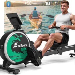 Rudergerät für Zuhause, EvoSpark Rudergerät mit 16 Stufen Widerstand, APP-Verbindung, Upgrade Doppel-Slide-Rails Ultraleise Rudermaschine, LCD-Datenanzeige, Die Erste Wahl für Fitnessgeräte