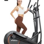 MERACH Crosstrainer für Zuhause mit 42 cm Schrittlänge, Ultral leiser Ellipsentrainer mit manuellem Widerstand, 16 Widerstandsstufen für Ausdauertraining, Mit MERACH App, Belastbar bis 150 kg