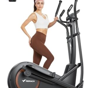 MERACH Crosstrainer für Zuhause mit 42 cm Schrittlänge, Ultral leiser Ellipsentrainer mit manuellem Widerstand, 16 Widerstandsstufen für Ausdauertraining, Mit MERACH App, Belastbar bis 150 kg
