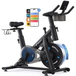 MERACH Heimtrainer Fahrrad mit Magnetischem Widerstand, Leises Bremsbelag/Hometrainer Fahrrad mit Verbessertem LCD-Monitor, Indoor Cycling Bike mit Hantelrack, Tablet-Halter, Eigener App, Bis 136KG