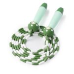 OTraki Springseil Kinder 2.8m, Verstellbare Seilspringen Bead Skipping Rope Seil 4-12 Jahre Kinderspiele Jumping Rope für Spiel und Knochenentwicklung zu fördern, Grün