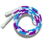 Elevate Beaded Jump Rope - Professional Jump Rope with an adjustable length up to max. 3 mt, thickness 3mm poly cord/8mm including perlen, weight 0.1 kg. (Weiß/Lila/Blau