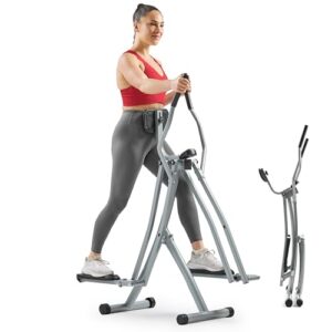 Sunny Health & Fitness Air Walk Crosstrainer für Zuhause, Gelenkschonender Klappbarer Elliptical mit 76 cm Schrittlänge für das Heimtraining, Ultraleiser und Glatter, 100 KG Max User Gewicht