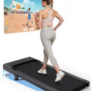 Walking Pad Geeignet für High-Tech-Geräte, Laufband Schreibtisch 6 km/h mit APP-Steuerung, Laufband für Zuhause 136 KG mit Professionelle Trainingskurse & Multi-Runner-Rennen