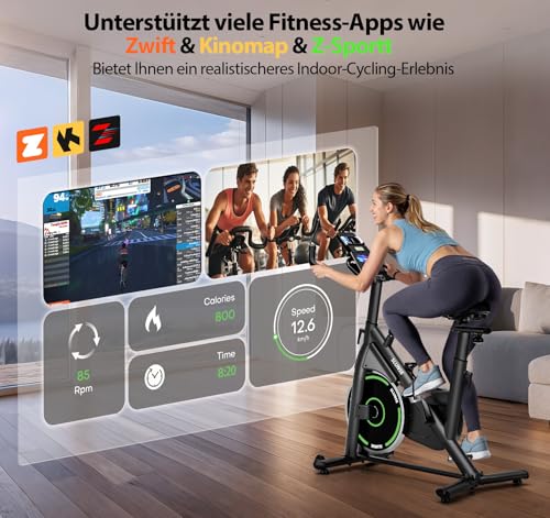 Heimtrainer Fahrrad mit APP, Ergometer, bis 180KG – Bild 2