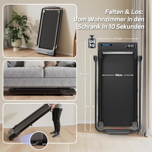 JUMMICO Laufband klappbar, 1-12km/h, APP – Bild 7