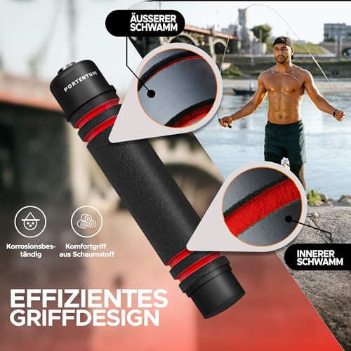 PORTENTUM Springseil, verstellbar, Fitness & Ausdauer – Bild 2